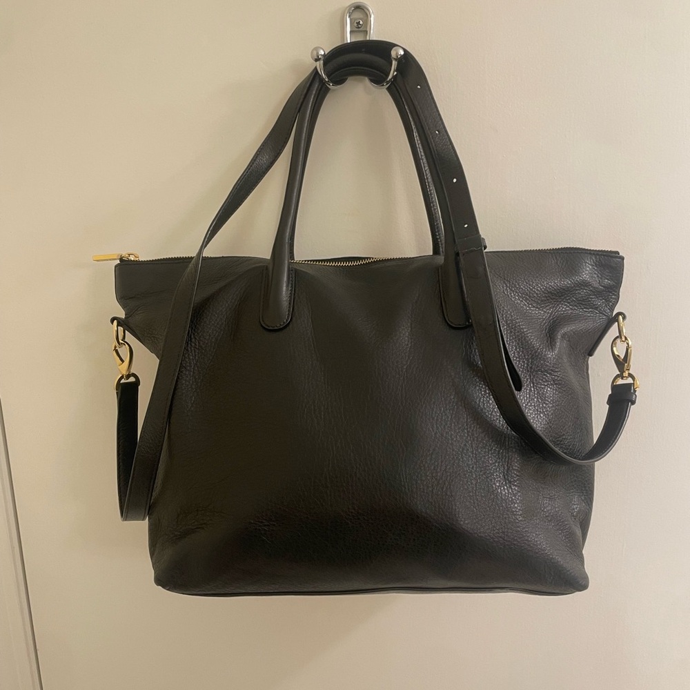 Elegant Black Leather Tote Bag